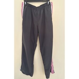 Vintage Nike Pants Womens Large 12-14 Gray Pink Windbreaker Track Warm Up Y2K